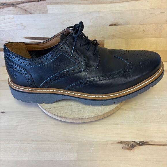 CLARK’S Extra-light Black Wingtip Dress Shoes Men’s 8W - Picture 1 of 11